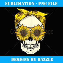 skull sunflower bandana floral sun flowers pattern cute goth - high-resolution png sublimation file