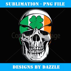 irish skull st patricks day ireland flag bandana leaf clover - retro png sublimation digital download