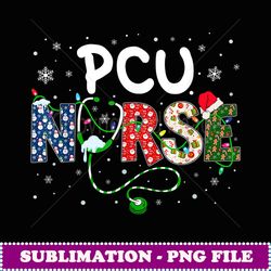 pcu nurse xmas santa hat funny nursing christmas pattern - high-resolution png sublimation file