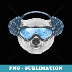 polar bear t cool bear t with ear muffs goggles - instant png sublimation download