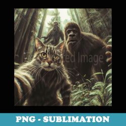 cat bigfoot sasquatch selfie photo funny retro classic humor - retro png sublimation digital download