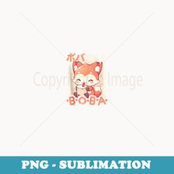 kawaii fox boba anime fox loving bubble tea neko - png transparent sublimation file