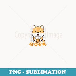 powered by boba dog kawaii bubble tea anime neko shiba inu - png sublimation digital download