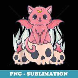 kawaii pastel goth cute creepy demon cat and skull anime art - vintage sublimation png download