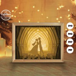 wedding shadow box files, paper cut light box template files, shadow box paper cut, 3d papercut light box svg file diy