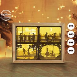 love story shadow box files, paper cut light box template files, shadow box paper cut, 3d papercut light box svg file di