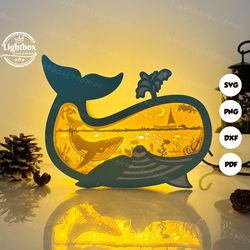 whale box shadow box svg, whale box svg, whale box lantern svg, cricut files, cutting lamp 3d shadow box