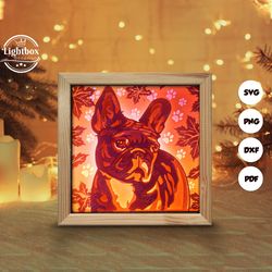 french bulldog shadow box files, paper cut light box template files, shadow box paper cut, 3d papercut