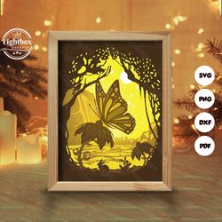 butterfly 1 shadow box files, paper cut light box template files, shadow box paper cut, 3d papercut light box svg file