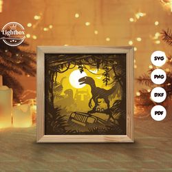 dinosaur park shadow box files, paper cut light box template files, shadow box paper cut, 3d papercut light box svg file