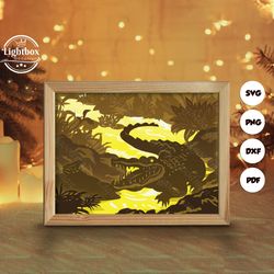 crocodile shadow box files, paper cut light box template files, shadow box paper cut, 3d papercut light box svg file diy