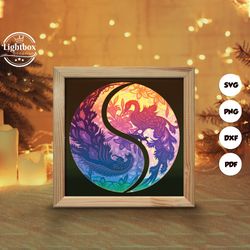 phoenix 2 shadow box files, paper cut light box template files, shadow box paper cut, 3d papercut light box svg file diy