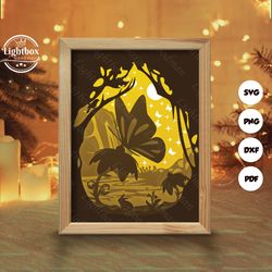 simple butterfly shadow box files, paper cut light box template files, shadow box paper cut, 3d papercut light box svg f