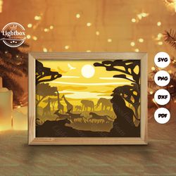 simple africa shadow box files, paper cut light box template files, shadow box paper cut, 3d papercut light box svg file