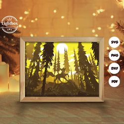 fox 1 shadow box files, paper cut light box template files, shadow box paper cut, 3d papercut light box svg file diy, cu