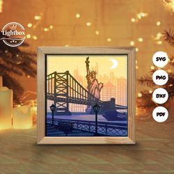 new york 2 shadow box files, paper cut light box template files, shadow box paper cut, 3d papercut light box svg file di