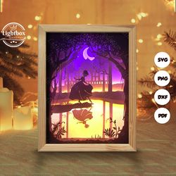 princess lost shoes shadow box files, paper cut light box template files, shadow box paper cut, 3d papercut light box sv