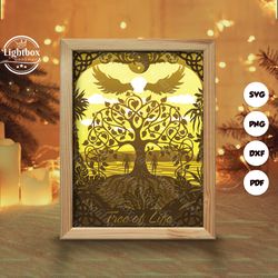 tree of life shadow box files, paper cut light box template files, shadow box paper cut, 3d papercut light box svg file