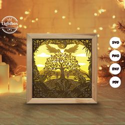 tree of life shadow box files, paper cut light box template files, shadow box paper cut