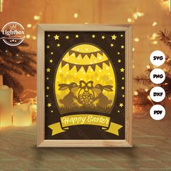 easter 4 shadow box files, paper cut light box template files, shadow box paper cut, 3d papercut light box svg file diy,