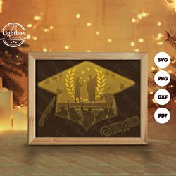 simple graduation shadow box files, paper cut light box template files, shadow box paper cut, 3d papercut light box svg