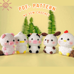 no sew crochet pattern farm, amigurumi tutorial pdf in english, crochet pattern pdf christmas gift baby farm animal