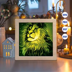 lion portrait 2 paper cut light box template, 3d shadow box svg files, shadow box paper cut, light box svg, 3d papercut