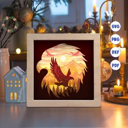 eagle paper cut light box template, 3d shadow box svg files, shadow box paper cut, light box svg, 3d papercut light box