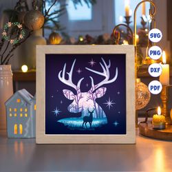 deer 3d shadow box svg, deer paper cut light box, 3d deer shadow box, layered cardstock svg, cricut files