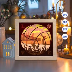 volleyball paper cut light box template, 3d shadow box svg files, shadow box paper cut, light box svg, 3d papercut light