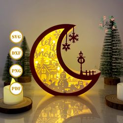 christmas snowman moon christmas lantern svg for cricut projects diy, christmas moon lamp for halloween decor, christmas