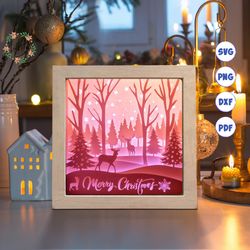 christmas 18 paper cut light box template, 3d shadow box svg files, shadow box paper cut, light box svg, 3d papercut lig