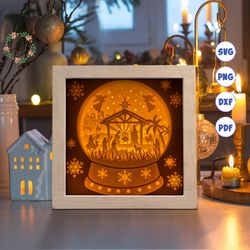 xmas nativity paper cut light box template, 3d shadow box svg files, shadow box paper cut, light box svg, 3d papercut li