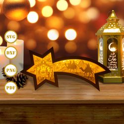 nativity scence star box christmas lantern lantern svg for cricut projects diy, star box lamp for christmas decor, chris