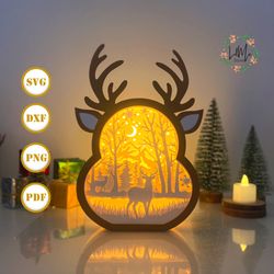 deer reindeer box christmas lantern lantern svg for cricut projects diy, reindeer box lamp for christmas decor, christma