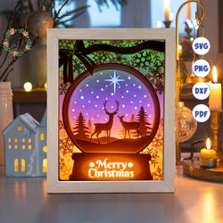 christmas 15a paper cut light box template, 3d shadow box svg files, shadow box paper cut, light box svg, 3d papercut li