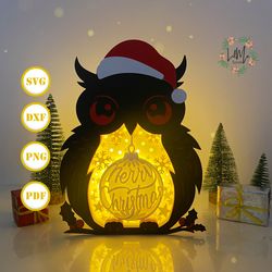 glass christmas ball owl box lantern svg for cricut projects diy, christmas owl box lamp for christmas decor, christmas