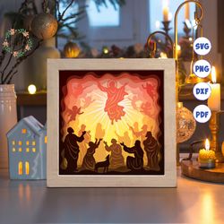 jesus 8 paper cut light box template, 3d shadow box svg files, shadow box paper cut, light box svg, 3d papercut light bo