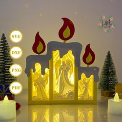 angel candle box christmas lantern svg for cricut projects diy, candle box lamp for christmas decor, christmas shadow bo