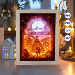 merry christmas 2a paper cut light box template, 3d shadow box svg files, shadow box paper cut, light box svg, 3d paperc