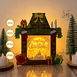 christmas fireplace box christmas lantern svg for cricut project diy, fireplace box lamp for christmas decor, christmas