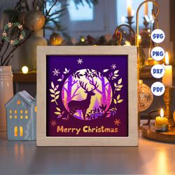merry christmas paper cut light box template, 3d shadow box svg files, shadow box paper cut, light box svg, 3d papercut