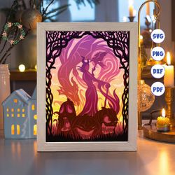 halloween 16a paper cut light box template, 3d shadow box svg files, shadow box paper cut, light box svg, 3d papercut li