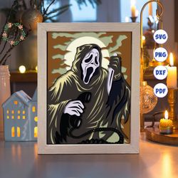 halloween 23a paper cut light box template, 3d shadow box svg files, shadow box paper cut, light box svg, 3d papercut li