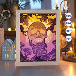 halloween 43 paper cut light box template, 3d shadow box svg files, shadow box paper cut, light box svg, 3d papercut lig