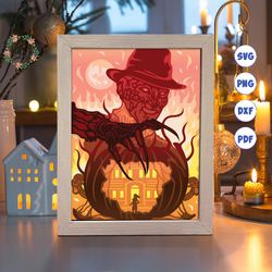 halloween 22a paper cut light box template, 3d shadow box svg files, shadow box paper cut, light box svg, 3d papercut li