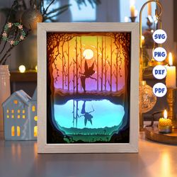 tinker 2 paper cut light box template, 3d shadow box svg files, shadow box paper cut, light box svg, 3d papercut light b