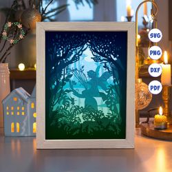 fairy 1 paper cut light box template, 3d shadow box svg files, shadow box paper cut, light box svg, 3d papercut light bo