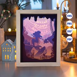 ocean 6 paper cut light box template, 3d shadow box svg files, shadow box paper cut, light box svg, 3d papercut light bo