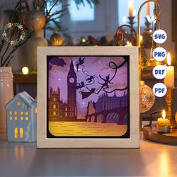 the boy can fly 2 paper cut light box template, 3d shadow box svg files, shadow box paper cut, light box svg, 3d papercu